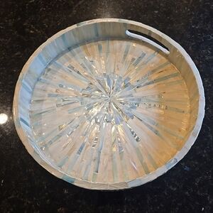 Blue and Cream Decorative Tray 12 Inch Diameter